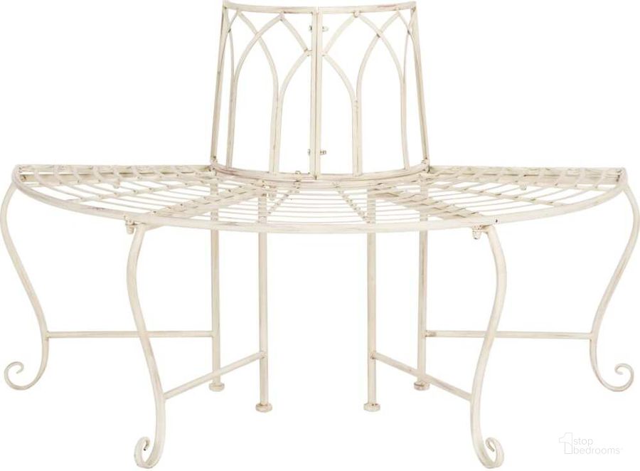 The appearance of Abia Antique White Wrought Iron 50 Inch Outdoor Bench designed by Safavieh in the transitional interior design. This antique white piece of furniture  was selected by 1StopBedrooms from Safavieh PAT Collection to add a touch of cosiness and style into your home. Sku: PAT5018A. Product Type: Bench. Material: Iron. Image1