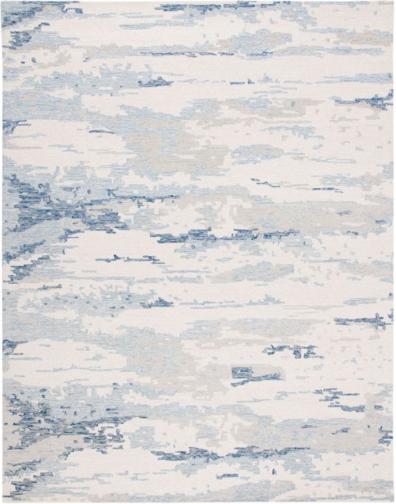 The appearance of Abstract Hand Tufted Ivory and Blue 10' x 14' Large Rectangle Rugs ABT465A-10 designed by Safavieh in the modern / contemporary interior design. This ivory and blue piece of furniture  was selected by 1StopBedrooms from Abstract Collection to add a touch of cosiness and style into your home. Sku: ABT465A-10. Material: Wool. Product Type: Rug. Image1
