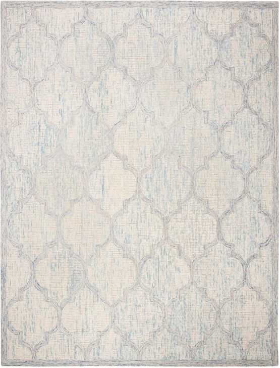 The appearance of Abstract Hand Tufted Ivory and Light Blue 10' x 14' Large Rectangle Rugs ABT474B-10 designed by Safavieh in the transitional interior design. This ivory and light blue piece of furniture  was selected by 1StopBedrooms from Abstract Collection to add a touch of cosiness and style into your home. Sku: ABT474B-10. Material: Wool. Product Type: Rug. Image1