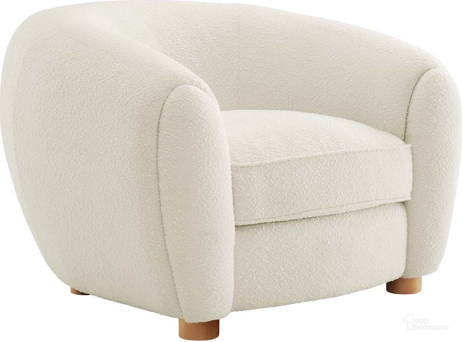 The appearance of Abundant Boucle Upholstered Fabric Arm Chair In Ivory designed by Modway in the modern / contemporary interior design. This ivory piece of furniture  was selected by 1StopBedrooms from Abundant Collection to add a touch of cosiness and style into your home. Sku: EEI-6025-IVO. Material: Wood. Product Type: Arm Chair. Image1