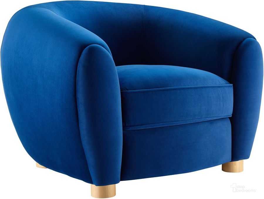 The appearance of Abundant Performance Velvet Arm Chair EEI-4971-NAV designed by Modway in the modern / contemporary interior design. This navy piece of furniture  was selected by 1StopBedrooms from Abundant Collection to add a touch of cosiness and style into your home. Sku: EEI-4971-NAV. Material: Wood. Product Type: Arm Chair. Image1
