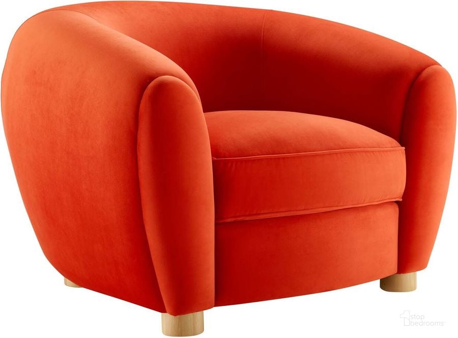 The appearance of Abundant Performance Velvet Arm Chair EEI-4971-ORA designed by Modway in the modern / contemporary interior design. This orange piece of furniture  was selected by 1StopBedrooms from Abundant Collection to add a touch of cosiness and style into your home. Sku: EEI-4971-ORA. Material: Wood. Product Type: Arm Chair. Image1