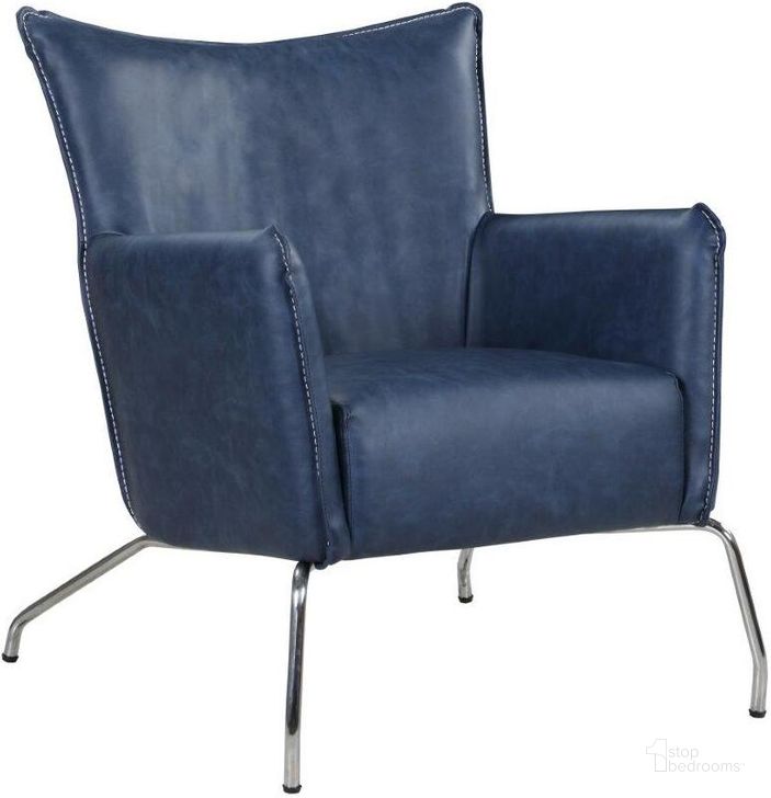 The appearance of Accent Chair W/Steel Frame designed by Chintaly Imports in the modern / contemporary interior design. This stainless steel piece of furniture  was selected by 1StopBedrooms from  to add a touch of cosiness and style into your home. Sku: 2008-ACC-BLU. Material: Steel. Product Type: Accent Chair. Image1