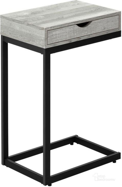 The appearance of Accent Table In Grey Reclaimed Wood Look With Black Drawer designed by Monarch Specialties in the modern / contemporary interior design. This grey piece of furniture  was selected by 1StopBedrooms from  to add a touch of cosiness and style into your home. Sku: I 3407. Material: Metal. Product Type: Accent Table. Image1