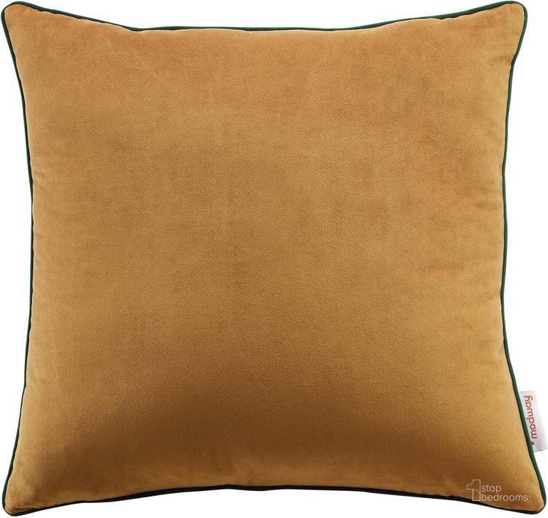 The appearance of Accentuate 18 Inch Performance Velvet Throw Pillow In Cognac EEI-4698-COG-GRN designed by Modway in the modern / contemporary interior design. This cognac piece of furniture  was selected by 1StopBedrooms from Accentuate Collection to add a touch of cosiness and style into your home. Sku: EEI-4698-COG-GRN. Product Type: Pillows and Throw. Material: Velvet. Image1