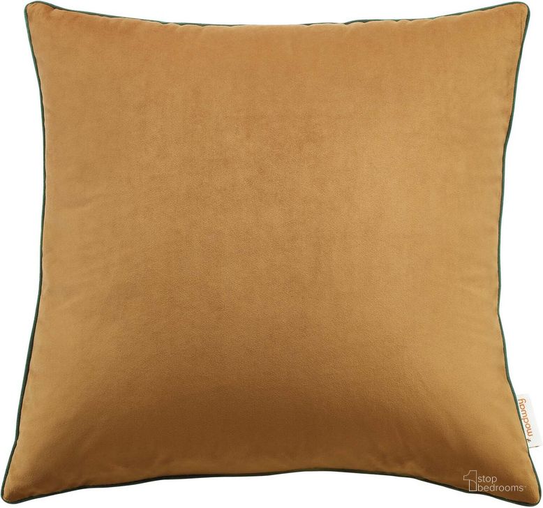 The appearance of Accentuate 20 Inch Performance Velvet Throw Pillow In Cognac EEI-4700-COG-GRN designed by Modway in the modern / contemporary interior design. This cognac piece of furniture  was selected by 1StopBedrooms from Accentuate Collection to add a touch of cosiness and style into your home. Sku: EEI-4700-COG-GRN. Material: Polyester. Product Type: Pillows and Throw. Image1