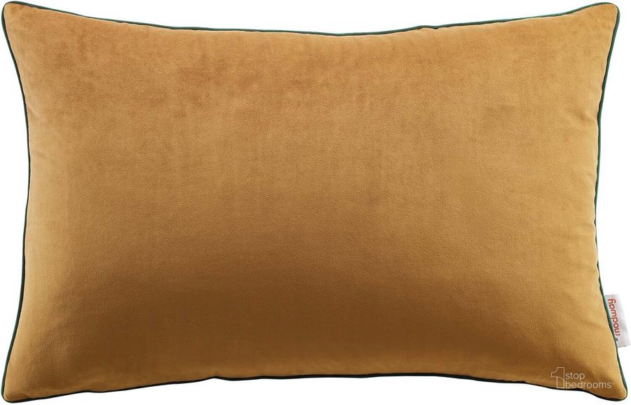 The appearance of Accentuate 24 Inch Lumbar Performance Velvet Throw Pillow In Cognac designed by Modway in the modern / contemporary interior design. This cognac piece of furniture  was selected by 1StopBedrooms from Accentuate Collection to add a touch of cosiness and style into your home. Sku: EEI-4706-COG-GRN. Product Type: Pillows and Throw. Material: Velvet. Image1