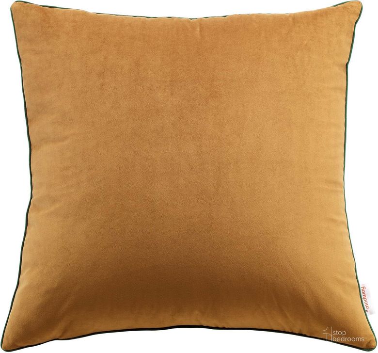 The appearance of Accentuate 24 Inch Performance Velvet Throw Pillow In Cognac EEI-4702-COG-GRN designed by Modway in the modern / contemporary interior design. This cognac piece of furniture  was selected by 1StopBedrooms from Accentuate Collection to add a touch of cosiness and style into your home. Sku: EEI-4702-COG-GRN. Product Type: Pillows and Throw. Material: Velvet. Image1