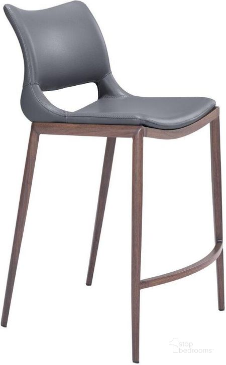 The appearance of Ace Counter Chair Set Of 2 In Dark Gray And Walnut designed by Zuo Modern in the modern / contemporary interior design. This dark grey piece of furniture  was selected by 1StopBedrooms from Ace Collection to add a touch of cosiness and style into your home. Sku: 109390. Material: Steel. Product Type: Counter Height Chair. Image1