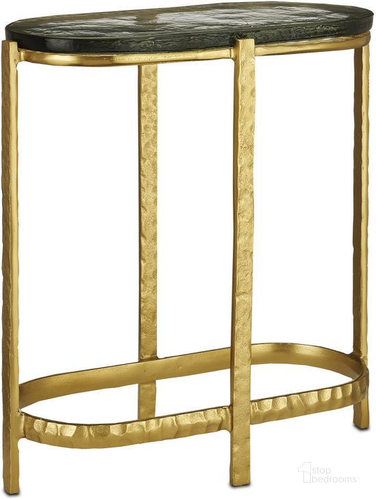 The appearance of Acea Side Table In Clear Gold designed by Currey & Company in the modern / contemporary interior design. This clear gold piece of furniture  was selected by 1StopBedrooms from Acea Collection to add a touch of cosiness and style into your home. Sku: 4000-0158. Material: Aluminum. Product Type: Side Table. Image1