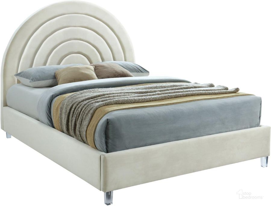 The appearance of Ackerley Cream Velvet Full Bed designed by Furnique in the modern / contemporary interior design. This cream velvet piece of furniture  was selected by 1StopBedrooms from Ackerley Collection to add a touch of cosiness and style into your home. Sku: RainbowCream-F-1;RainbowCream-F-2. Product Type: Bed. Bed Size: Full. Material: Acrylic. Image1