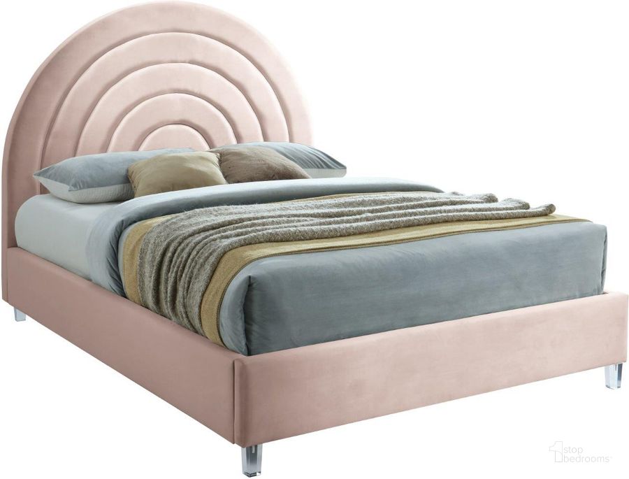 The appearance of Ackerley Pink Velvet Full Bed designed by Furnique in the modern / contemporary interior design. This pink velvet piece of furniture  was selected by 1StopBedrooms from Ackerley Collection to add a touch of cosiness and style into your home. Sku: RainbowPink-F-1;RainbowPink-F-2. Product Type: Bed. Bed Size: Full. Material: Acrylic. Image1