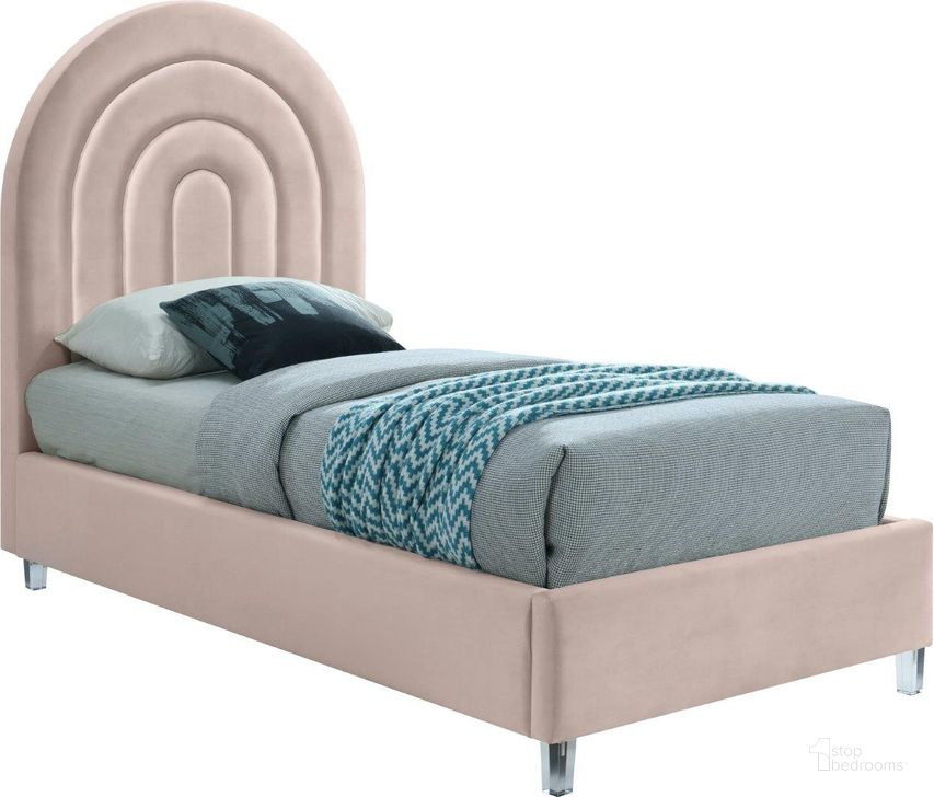 The appearance of Ackerley Pink Velvet Twin Bed designed by Furnique in the modern / contemporary interior design. This pink velvet piece of furniture  was selected by 1StopBedrooms from Ackerley Collection to add a touch of cosiness and style into your home. Sku: RainbowPink-T-1;RainbowPink-T-2. Product Type: Bed. Bed Size: Twin. Material: Acrylic. Image1