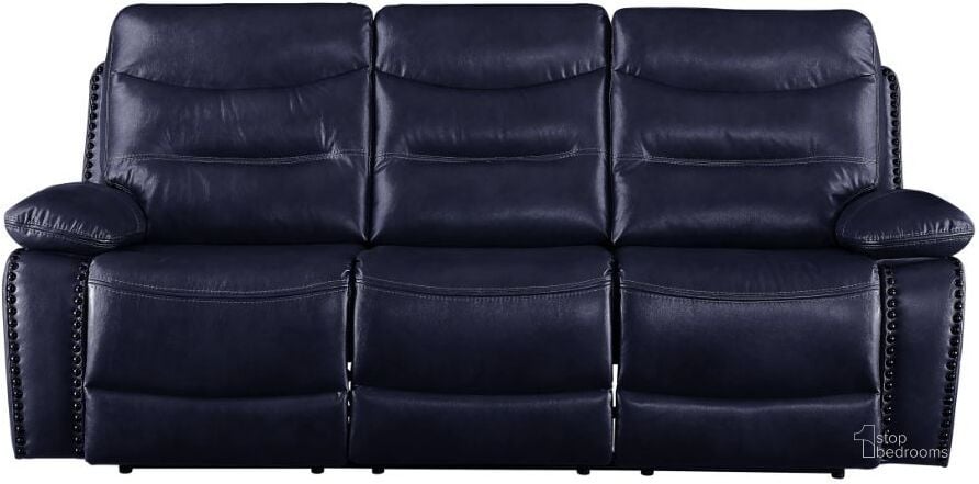 The appearance of Acme Aashi Motion Sofa In Navy Leather designed by ACME in the modern / contemporary interior design. This navy piece of furniture  was selected by 1StopBedrooms from Aashi Collection to add a touch of cosiness and style into your home. Sku: 55370. Material: Wood. Product Type: Sofa. Image1