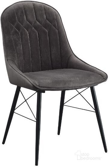 The appearance of Acme Abraham Side Chair In Gray Fabric And Black Finish designed by ACME in the modern / contemporary interior design. This gray piece of furniture  was selected by 1StopBedrooms from Abraham Collection to add a touch of cosiness and style into your home. Sku: 74016. Material: Wood. Product Type: Side Chair. Image1