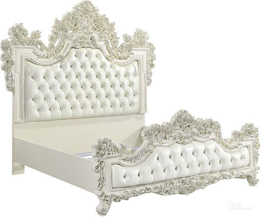 The appearance of Acme Adara Eastern King Bed In Antique White Finish designed by ACME in the transitional interior design. This antique white piece of furniture  was selected by 1StopBedrooms from Adara Collection to add a touch of cosiness and style into your home. Sku: BD01248EK1;BD01248EK2;BD01248EK3. Bed Type: Panel Bed. Material: Wood. Product Type: Panel Bed. Bed Size: Eastern King. Image1