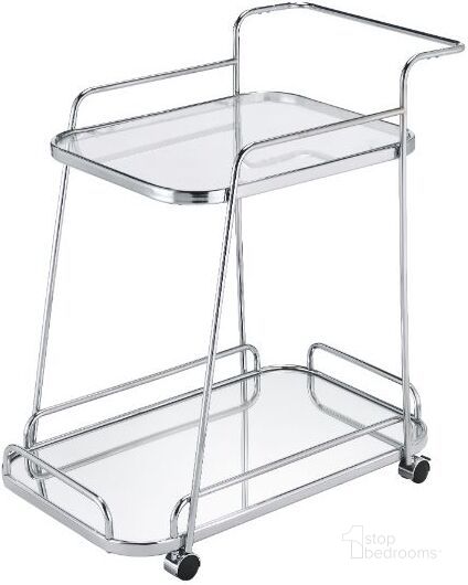 The appearance of Acme Aegis Serving Cart In Clear Glass and Chrome Finish designed by ACME in the modern / contemporary interior design. This chrome piece of furniture  was selected by 1StopBedrooms from Aegis Collection to add a touch of cosiness and style into your home. Sku: 98217. Material: Metal. Product Type: Serving Cart. Image1