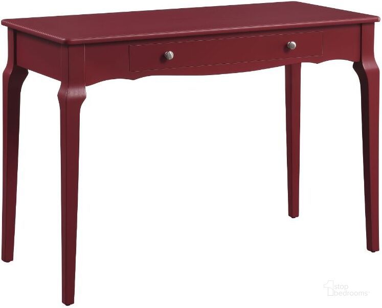 The appearance of Acme Alsen Writing Desk In Red Finish designed by ACME in the transitional interior design. This red piece of furniture  was selected by 1StopBedrooms from Alsen Collection to add a touch of cosiness and style into your home. Sku: 93020. Material: Wood. Product Type: Writing Desk. Image1
