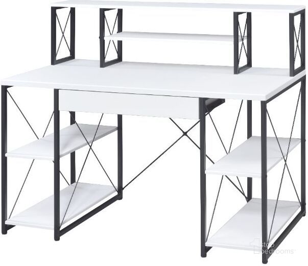The appearance of Acme Amiel Music Recording Studio Desk In White And Black designed by ACME in the modern / contemporary interior design. This white and black piece of furniture  was selected by 1StopBedrooms from Amiel Collection to add a touch of cosiness and style into your home. Sku: 92879. Material: Wood. Product Type: Desk. Image1