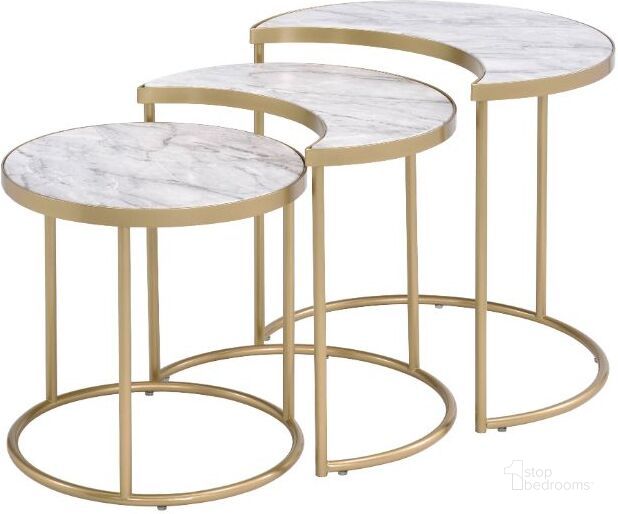 The appearance of Acme Anpay Nesting Table Set designed by ACME in the modern / contemporary interior design. This gold piece of furniture  was selected by 1StopBedrooms from Anpay Collection to add a touch of cosiness and style into your home. Sku: 85390. Material: Wood. Product Type: Nesting Table. Image1