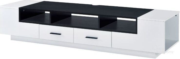 The appearance of Acme Armour TV Stand In White And Black designed by ACME in the modern / contemporary interior design. This white and black piece of furniture  was selected by 1StopBedrooms from Armour Collection to add a touch of cosiness and style into your home. Sku: 91275. Material: Wood. Product Type: TV Stand. Image1