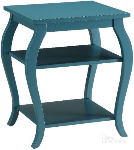 The appearance of Acme Becci Accent Table designed by ACME in the transitional interior design. This teal piece of furniture  was selected by 1StopBedrooms from Becci Collection to add a touch of cosiness and style into your home. Sku: 82832. Table Top Shape: Square. Material: Wood. Product Type: Accent Table. Image1