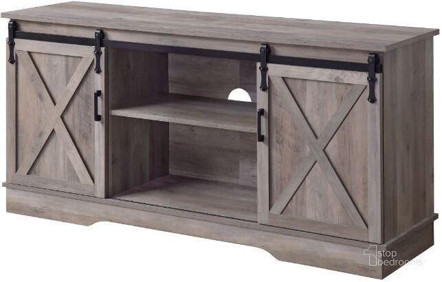The appearance of Acme Bennet TV Stand In Gray Finish designed by ACME in the industrial interior design. This gray piece of furniture  was selected by 1StopBedrooms from Bennet Collection to add a touch of cosiness and style into your home. Sku: 91855. Material: Wood. Product Type: TV Stand. Image1