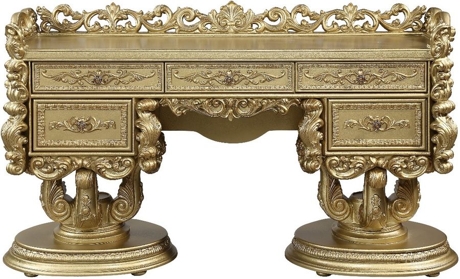 The appearance of Acme Bernadette Vanity designed by ACME in the transitional interior design. This gold piece of furniture  was selected by 1StopBedrooms from Bernadette Collection to add a touch of cosiness and style into your home. Sku: BD01477. Product Type: Vanity. Image1