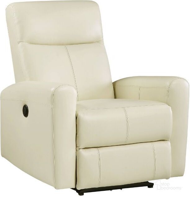 The appearance of Acme Blane Power Motion Recliner In Beige Top Grain Leather Match designed by ACME in the modern / contemporary interior design. This beige piece of furniture  was selected by 1StopBedrooms from Blane Collection to add a touch of cosiness and style into your home. Sku: 59772. Material: Metal. Product Type: Recliner. Image1