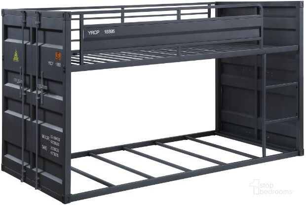 The appearance of Acme Cargo Twin Over Twin Bunk Bed In Gunmetal Finish designed by ACME in the modern / contemporary interior design. This gunmetal piece of furniture  was selected by 1StopBedrooms from Cargo Collection to add a touch of cosiness and style into your home. Sku: 37815HB;37816RL. Bed Type: Bunk Bed. Material: Metal. Product Type: Bunk Bed. Bed Size: Twin Over Twin. Image1