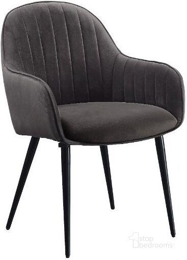 The appearance of Acme Caspian Side Chair In Dark Gray Fabric And Black Finish designed by ACME in the modern / contemporary interior design. This dark gray piece of furniture  was selected by 1StopBedrooms from Caspian Collection to add a touch of cosiness and style into your home. Sku: 74011. Material: Wood. Product Type: Side Chair. Image1