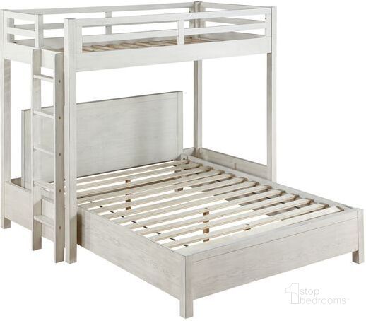 The appearance of Acme Celerina Queen Bed In Weathered White Finish designed by ACME in the transitional interior design. This weathered white piece of furniture  was selected by 1StopBedrooms from Celerina Collection to add a touch of cosiness and style into your home. Sku: BD00615Q1;BD00615Q2. Bed Type: Bunk Bed. Material: Wood. Product Type: Bunk Bed. Bed Size: Queen. Image1