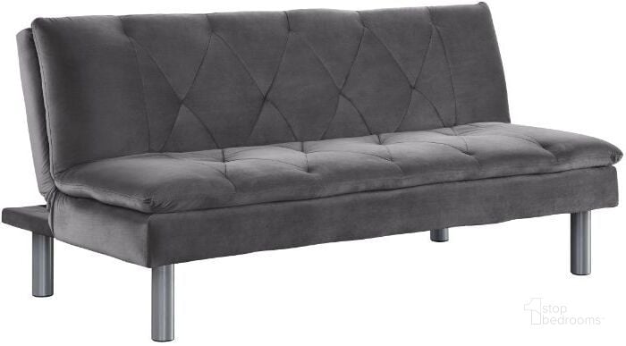 The appearance of Acme Cilliers Adjustable Sofa In Gray Velvet and Chrome Finish designed by ACME in the modern / contemporary interior design. This grey piece of furniture  was selected by 1StopBedrooms from Cilliers Collection to add a touch of cosiness and style into your home. Sku: 57195. Material: Wood. Product Type: Sofa. Image1