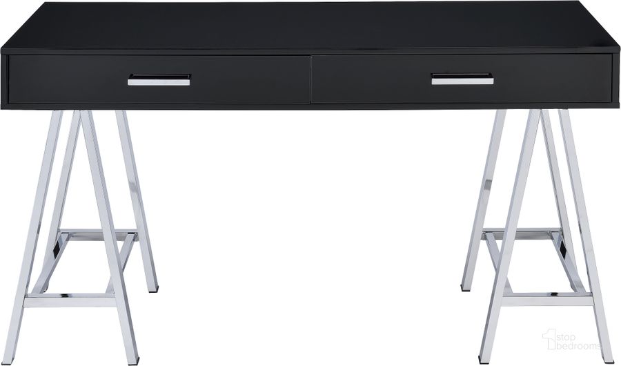 The appearance of Acme Coleen Desk In Black High Gloss And Chrome designed by ACME in the modern / contemporary interior design. This black piece of furniture  was selected by 1StopBedrooms from Coleen Collection to add a touch of cosiness and style into your home. Sku: 92227. Material: Wood. Product Type: Desk. Image1