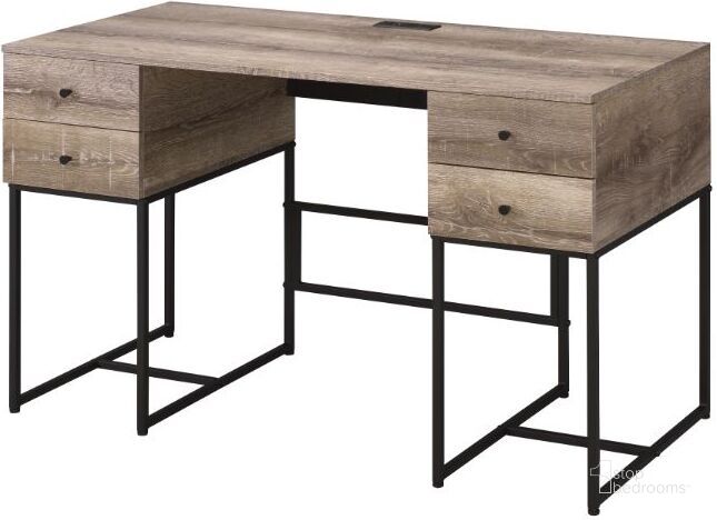 The appearance of Acme Desirre Desk With Usb Charging Dock In Rustic Oak And Black designed by ACME in the industrial interior design. This rustic oak and black piece of furniture  was selected by 1StopBedrooms from Desirre Collection to add a touch of cosiness and style into your home. Sku: 92640. Material: Wood. Product Type: Desk. Image1
