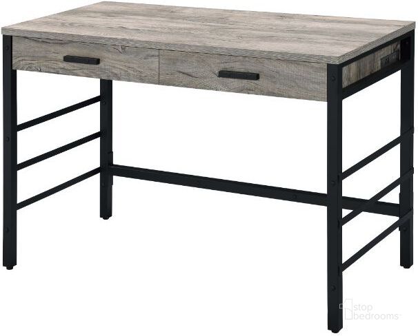 The appearance of Acme Disho Built-In Usb Port Writing Desk In Light Weathered Oak And Black Finish designed by ACME in the industrial interior design. This weathered oak piece of furniture  was selected by 1StopBedrooms from Disho Collection to add a touch of cosiness and style into your home. Sku: 92720. Material: Wood. Product Type: Writing Desk. Image1