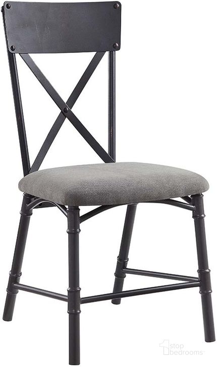 The appearance of Acme Edina Side Chair Set Of 2 In Oak and Sandy Black Finish designed by ACME in the industrial interior design. This oak piece of furniture  was selected by 1StopBedrooms from Edina Collection to add a touch of cosiness and style into your home. Sku: DN01058. Material: Metal. Product Type: Side Chair. Image1