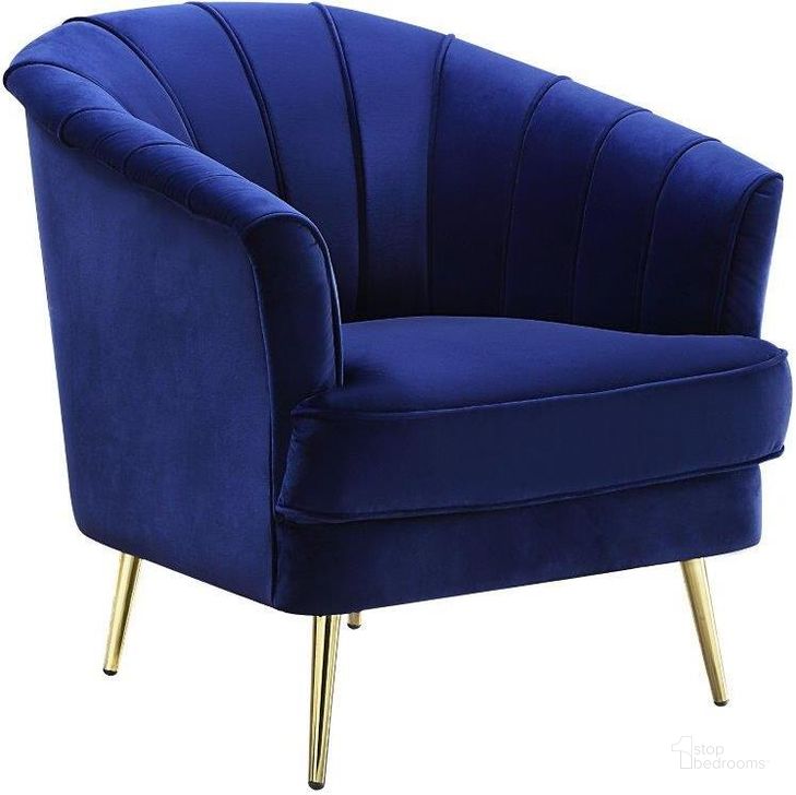 The appearance of Acme Eivor Chair designed by ACME in the modern / contemporary interior design. This blue velvet piece of furniture  was selected by 1StopBedrooms from Eivor Collection to add a touch of cosiness and style into your home. Sku: LV00211. Material: Wood. Product Type: Chair. Image1