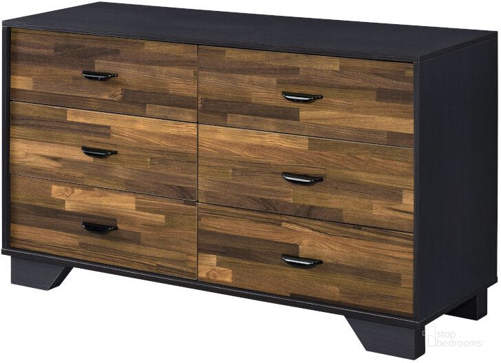 The appearance of Acme Eos Dresser In Walnut And Black Finish designed by ACME in the transitional interior design. This walnut and black piece of furniture  was selected by 1StopBedrooms from Eos Collection to add a touch of cosiness and style into your home. Sku: AC00546. Material: Wood. Product Type: Dresser. Image1