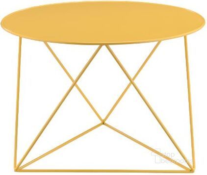 The appearance of Acme Epidia Accent Table In Yellow Finish designed by ACME in the modern / contemporary interior design. This yellow piece of furniture  was selected by 1StopBedrooms from Epidia Collection to add a touch of cosiness and style into your home. Sku: 97841. Material: Metal. Product Type: Accent Table. Image1
