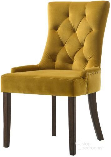 The appearance of Acme Farren Side Chair In Yellow Velvet And Espresso Finish designed by ACME in the transitional interior design. This yellow piece of furniture  was selected by 1StopBedrooms from Farren Collection to add a touch of cosiness and style into your home. Sku: 77163. Material: Wood. Product Type: Side Chair. Image1
