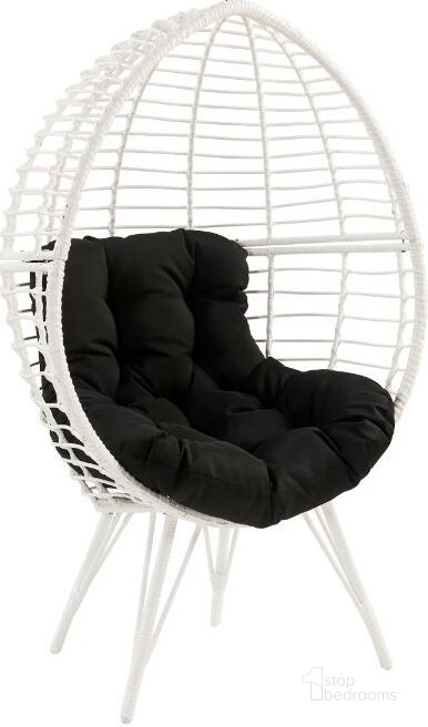 The appearance of Acme Galzed Patio Lounge Chair In Black Fabric And White Wicker designed by ACME in the modern / contemporary interior design. This black piece of furniture  was selected by 1StopBedrooms from Galzed Collection to add a touch of cosiness and style into your home. Sku: 45109. Material: Metal. Product Type: Outdoor Lounge Chair. Image1