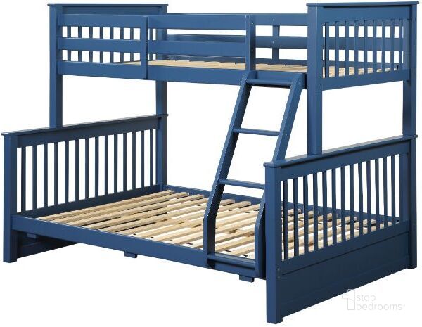 The appearance of Acme Harley Ii Twin Over Full Storage Bunk Bed In Navy Blue Finish designed by ACME in the transitional interior design. This navy blue piece of furniture  was selected by 1StopBedrooms from Harley Collection to add a touch of cosiness and style into your home. Sku: 37865HFDR;37866RL. Bed Type: Bunk Bed. Material: Wood. Product Type: Bunk Bed. Bed Size: Twin Over Full. Image1