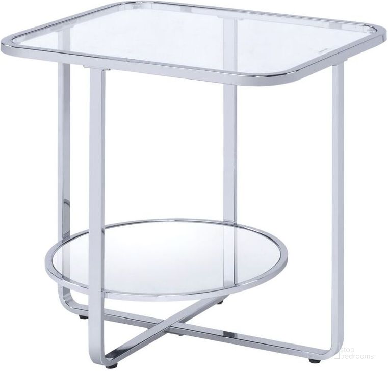 The appearance of Acme Hollo End Table designed by ACME in the modern / contemporary interior design. This chrome piece of furniture  was selected by 1StopBedrooms from Hollo Collection to add a touch of cosiness and style into your home. Sku: 83932. Material: Metal. Product Type: End Table.