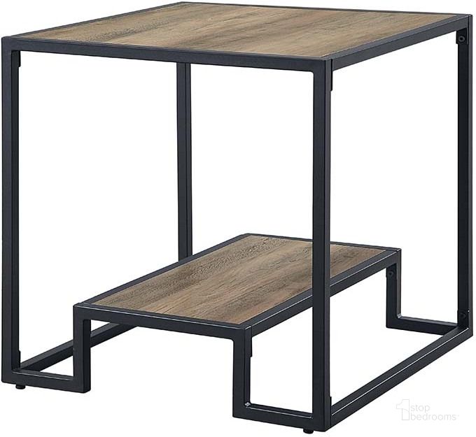 The appearance of Acme Idella End Table designed by ACME in the industrial interior design. This rustic oak and black piece of furniture  was selected by 1StopBedrooms from Idella Collection to add a touch of cosiness and style into your home. Sku: LV00886. Material: Wood. Product Type: End Table. Image1