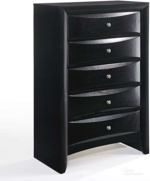 The appearance of Acme Ireland 5-Drawer Chest in Black designed by ACME in the transitional interior design. This black piece of furniture  was selected by 1StopBedrooms from Ireland Collection to add a touch of cosiness and style into your home. Sku: 04166. Material: Wood. Product Type: Chest. Image1