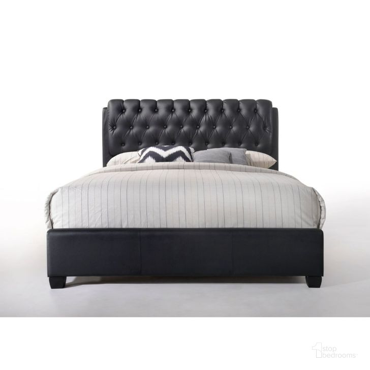The appearance of Acme Ireland Eastern King PU Platform Bed in Black designed by ACME in the transitional interior design. This black piece of furniture  was selected by 1StopBedrooms from Ireland Collection to add a touch of cosiness and style into your home. Sku: 14347EK-HF;14348EK-R. Bed Type: Panel Bed. Material: Wood. Product Type: Panel Bed. Bed Size: King. Image1