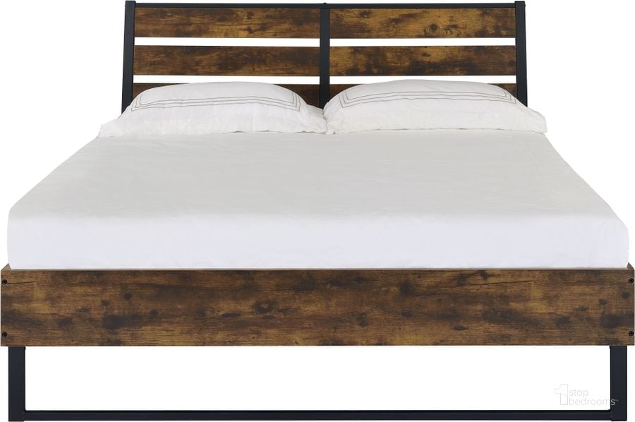 The appearance of Acme Juvanth Eastern King Bed In Rustic Oak And Black Finish designed by ACME in the industrial interior design. This rustic oak and black piece of furniture  was selected by 1StopBedrooms from Juvanth Collection to add a touch of cosiness and style into your home. Sku: 24247EK-FRM;24248EK-HF. Bed Type: Platform Bed. Material: Wood. Product Type: Platform Bed. Bed Size: Eastern King. Image1