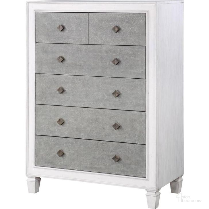 The appearance of Acme Katia Chest In Rustic Gray and White Finish designed by ACME in the transitional interior design. This grey piece of furniture  was selected by 1StopBedrooms from Katia Collection to add a touch of cosiness and style into your home. Sku: BD00664. Material: Wood. Product Type: Chest. Image1
