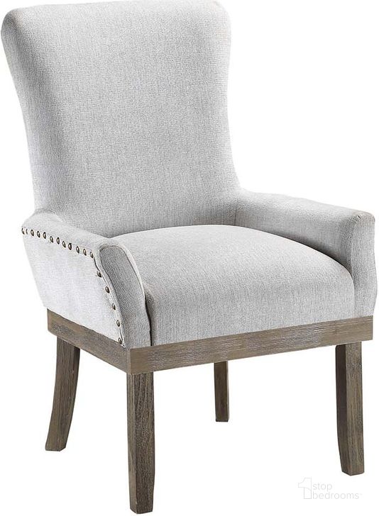 The appearance of Acme Landon Arm Chair In Gray Linen designed by ACME in the transitional interior design. This gray piece of furniture  was selected by 1StopBedrooms from Landon Collection to add a touch of cosiness and style into your home. Sku: DN00952. Material: Wood. Product Type: Arm Chair. Image1